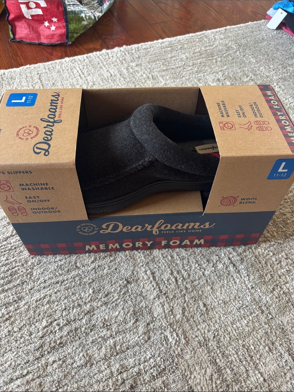 dearfoams Black Memory Foam Slippers